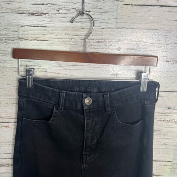American eagle curvy super  high rise jegging black distressed size 4 - Picture 4 of 11